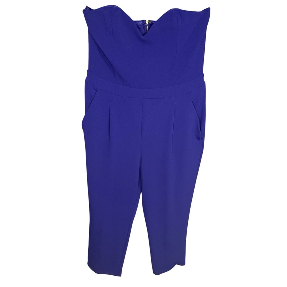 Express Size 8 Purple Strapless Jumpsuit Wide Leg Dressy Wedding Guest Evening